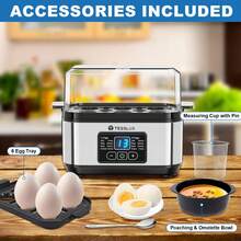 Tesslux Electric Rapid Egg Cooker, 6 Egg Capacity For Hard Boiled Eggs, Poached Eggs, Scrambled Eggs, Or Omelets Maker With Auto Shut Off, 304 Stainless Steel (Sliver) - Silver - View 5