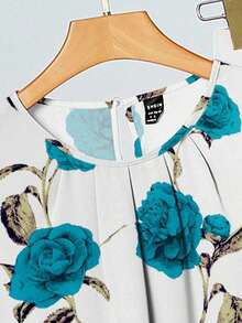 2 piezas Conjunto de mujer con estampado floral verde, adecuado para el verano - Verde - Ver 4
