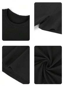 Camiseta de cuello redondo con estampado de calavera, top de manga corta casual para primavera y verano, ropa de mujer 1 Casual Dulce  Elegante  Alta elasticidad  Playa  Noche de Vacaciones  Boda  Deportivo  Oficina Casa verano - Negro - Ver 8