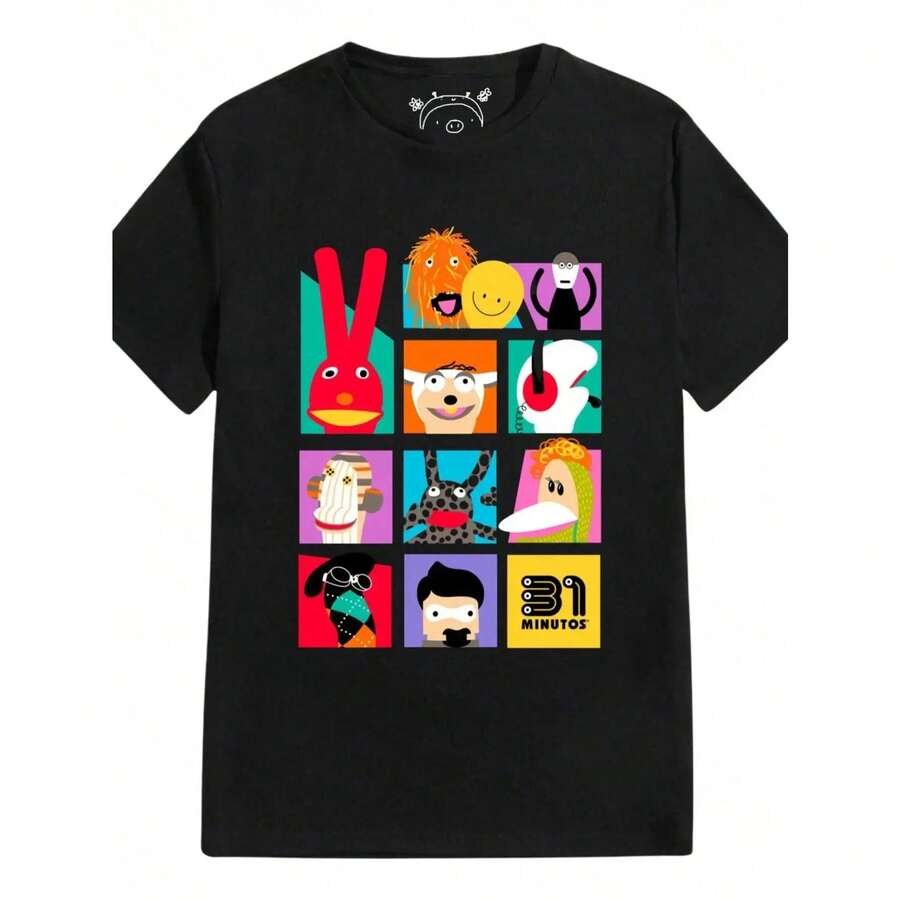 Manga corta para mujer estética única con tus personajes favoritos de 31 minutos tejido suave y cómodo para todo el día diseño que se adapta a cualquier look ideal para fans y amantes de la estética casual con toque nostálgico - Negro - Ver 1