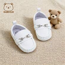 RABEISIR Spring/Summer Baby Boy Shoes, Driving Loafers, Infant Walking Shoes 0-1 Years Old, Soft Sole Comfortable - White - View 2