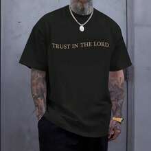 Camisetas Cristianas de Jesús para Hombre, Camiseta de Confianza en el Señor, Fe en Dios, Versículo Bíblico Religioso, Camisetas de Algodón con Diseño Gráfico de Gran Tamaño JFMV - Negro - Ver 4