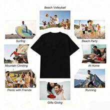 100 Men's Oversized T-Shirt With Front And Back Print, Dropped Shoulders, Urban Style Y2k For Men DQNO - 黑色 - 查看 6