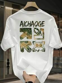 Nueva camiseta de manga corta para mujer de 180 g,% algodón - Camiseta casual versátil con estampado de verano para hombre - Camiseta con estampado de verano para parejas - Unisex - Regalo para vacaciones - Blanco - Ver 1