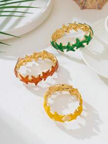 1pc Beach Vacation Style Starfish Shaped Colorful Drip Oil Bracelet, Suitable For Women's Daily, Party, Travel Wear - Starfish Bracelet - View 6