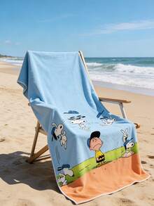 SNOOPY 畅销史努比超细纤维沙滩巾，卡通儿童沙滩浴巾，夏季海边吸水毛巾 - 長方形 - 查看 10
