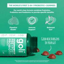 Goli Nutrition Goli Pre Pro Postbiotic Gummies - Worlds First 3-In-1 Formula With DE111 Probiotics, XOS Prebiotics, MCC1849 Postbiotics - Vegan, Non-GMO, Gluten-Free - 180 cái - Xem 4