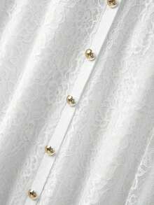 Falda de encaje de línea A elegante, estilo minimalista de moda para ir al trabajo - Blanco - Ver 6