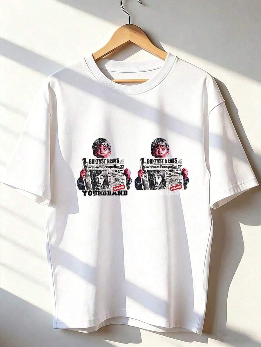 Grunge And Urban Style Short Sleeve T-Shirt, Fashionable Short Sleeve T-Shirt For Spring And Summer 2026, Made In Mexico, 180 Grams. Cartoon Print, Couple Design, Suitable For Indoor Or Outdoor Wear. Crew Neck, Unisex, Ideal For Office And Leisure. One-Piece Pack. - WH-P631577SLNDXZGY515 - 查看 1