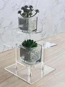 1pc Acrylic Material Home Display Transparent Multi-Layer Stepped Shelf, Figure Anime Car Model Display Rack, Perfume Storage Display Rack, Makeup 4-Grid Transparent Acrylic Figure Shelf, Multi-Layer Square Cosmetics Perfume Doll Antique Display, Jewelry Display - 1PC - View 6