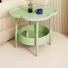 Mesa auxiliar minimalista moderna de plástico - Diseño de cuatrifolio súper resistente para sala de estar, estudio y dormitorio, mesa de noche multiusos con perfil ahorrador de espacio, fácil montaje, construcción ligera, patas antideslizantes, superficie lisa y fácil de limpiar, ideal para espacios pequeños, decoración moderna, lámparas, libros, bebidas, controles remotos y dispositivos de carga - Negro - Ver 7
