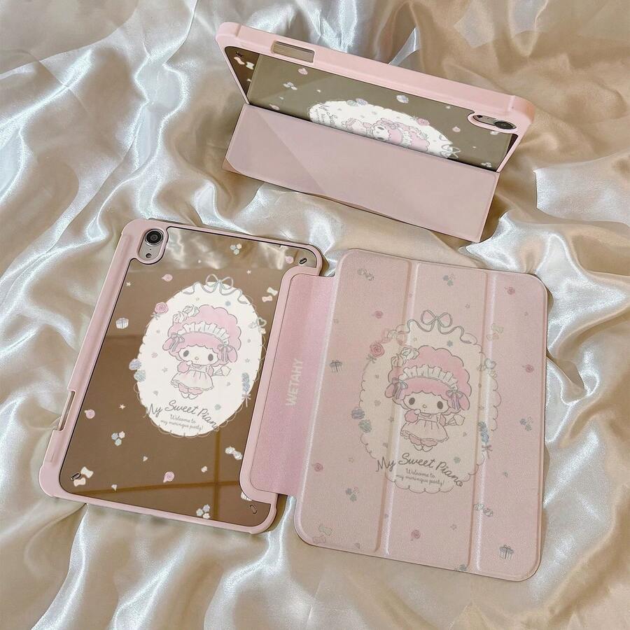 SANRIO 1 chiếc ốp lưng bảo vệ máy tính bảng thời trang cổ điển màu hồng hình nơ dễ thương cho iPad 11-12th Air 7-8-Air 4-5-6-10.2-Pro 11-10th-9.7-10.5, có chức năng bật/tắt màn hình. - Hồng - Xem 1
