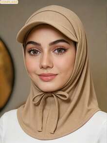 Hijab Olahraga Muslim Pelindung Matahari dengan Pinggiran dan Pita, Hijab One-Piece Elastis Bernapas, Hijab Instan Warna Polos Cepat Kering dengan Topi Baseball Terintegrasi untuk Wanita, Aktivitas Luar Ruangan, Lari, dan Pemakaian Sehari-hari - MultiWarna - View 1
