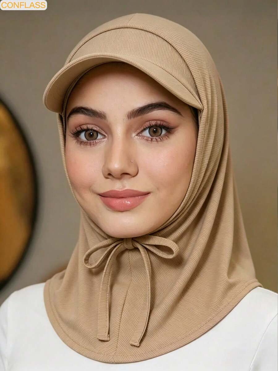 Hijab Olahraga Muslim Pelindung Matahari dengan Pinggiran dan Pita, Hijab One-Piece Elastis Bernapas, Hijab Instan Warna Polos Cepat Kering dengan Topi Baseball Terintegrasi untuk Wanita, Aktivitas Luar Ruangan, Lari, dan Pemakaian Sehari-hari - MultiWarna - View 1