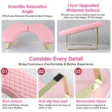 Professional Manicure Hand Pillow, PU Leather Cleanable Non-Slip, High-Density Foam Support, U-Shaped Design For Convenient Nail Lamp Storage, Suitable For Home And Salon, Detachable And Stackable Wrist Pad - Pink - View 5