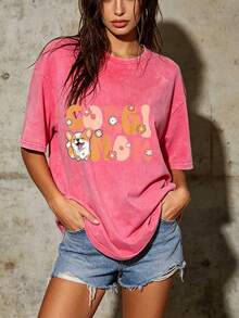 Corgi Mom Print T-Shirt - Fun, Comfortable, Fashionable - Perfect Gift For Dog Lovers, Lightweight 180G Women's T-Shirt, Ideal For Summer Holidays And Family Gatherings GDJ1 - 粉紅色 - 查看 6