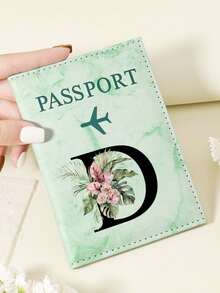 1pc A-Z 26 Letters Fashionable Letter Print Stylish Burgundy Passport Cover, Premium PU Leather Passport Wallet With Multi-Card Pockets For Credit Cards, Boarding Passes, And IDs, Compact And Portable Travel Essentials Organizer For Women, Men - Pink - View 44