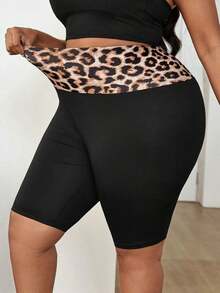 Leggings básicos de color liso para mujer de talla grande, apropiados para shorts de verano hasta la mitad del muslo, adecuados para personas de estatura talla grande baja, leggings de cintura alta, para uso diario, ocio, deportes, vera - Negro 2 - Ver 8