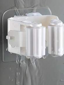 1/4pcs Wall-Mounted Mop Holder, Plastic Storage Rack, Bathroom Accessories, Room Decor, Suitable For Bedroom, Garden, Bathroom, Home, Dorm, Space Saving, Bathroom Storage, Kitchen Accessories, Outdoor Garden Decor - Multicolor - View 8