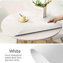 1 pieza Mantel individual redondo de cuero PU de color blanco sólido, impermeable, a prueba de aceite, resistente al calor y antideslizante, protector de mesa de comedor - Blanco - Ver 10
