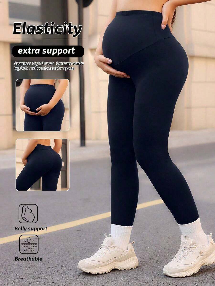 Yoga Basic Maternidad Leggings cintura cintura - Azul marino - Ver 1