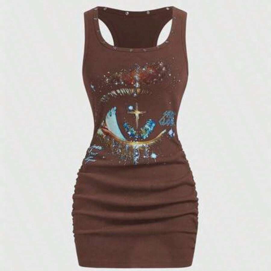 Women Midi Dresses - Brown - View 1