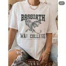 Camisetas de Darkacademia _ Camiseta de la Cuarta Ala de Darkacademia, Basgiath War College _ Blanca - Talla XL Nueva _ Color_ Blanco _ Talla_ XL2025 - Estilo - Ver 1