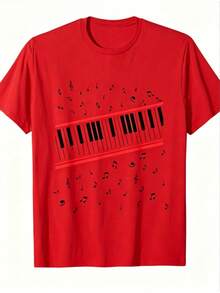 Camiseta de piano "Beat It", hecha de material suave y cómodo, presenta un diseño de cuello redondo y mangas cortas. Es un Regalo Ideal para Seres Queridos, Día del Maestro, Camisetas con Estampados Gráficos para Adultos, Camisetas de Cuello Redondo para Hombres 2026 - Negro - Ver 8