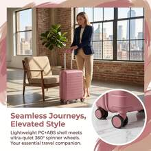 Hand Luggage Box, Trolley Box, Carry-On Luggage, 20-Inch Luggage Box, Mech-Anoid Style Luggage Box, ABS Material, Carry-On Bag, 360° Rotating Wheels, Silent Wheels, New Product Launch, Suitable For Students, Families, Schools, Business Travel And Outings. - Pink - View 9