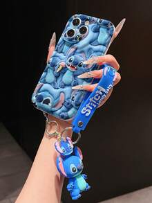 Disney Lilo And Stitch Phone Case : 3D Fluffy Pattern Border Protector Phone Soft Phone Case With A Free Cute Stitch Bracelet Chain Lanyard, Stitch, Lilo, Angel, For Apple 17 Promax 17 Pro 16 15 14 13 12 11 Pro Max XS Max X XR Soft Cover Summer Phone Case - White - View 4