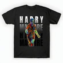 Harry Maguire T-Shirt unisex de la de algodón puro de alta densidad de 220 g. C-AmiS-eta uniS-ex 100 % aL-Godón de - Tejido de alta densidad. Apta para todo tipo de perS-onas, ya sean mujeres o hombres. Tejido duradero de alta C-Alidad apto para todas las estaciones, suave al tacto pero duradero. Tops transpirables. Conjuntos de otoño para mujer. Conjuntos de vaC-Aciones para mujer. Disfraz de Halloween para mujer. - Negro - Ver 1