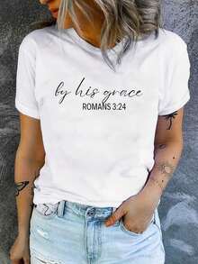 Camiseta Moderna Minimalista para Mujer con Estampado del Alfabeto Español - Manga Corta, Cuello Redondo, Blusa Casual con Letras en Español, Ropa Casual de Primavera Verano y para Práctica del Idioma Español, Uso Diario Casual - Blanco - Ver 7