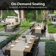 4 PACK White Foldable Plastic Chair | Folding & Stackable | 350 Lbs Capacity Steel Frame Seats For Indoor Outdoor | Commercial Use Events Wedding Party Events Bulk Picnic Kitchen Dining - Black - View 5