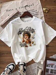 Grunge And Streetwear Style Short Sleeve T-Shirt, Fashionable Short Sleeve T-Shirt For Spring And Summer 2026, Made In Mexico, 180 Grams. Cartoon Print, Couple Design, Suitable For Indoor Or Outdoor Wear. Crew Neck, Unisex, Ideal For Office And Leisure. One-Pack. - WH-P631577SLNDXZGY507 - 查看 4