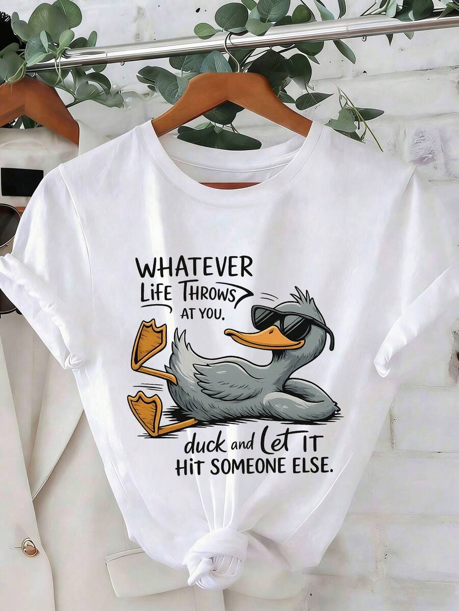 1 Pack Girls Casual Printed Crew Neck Short Sleeve T-Shirt Summer Student Youth Clothing - 白色7 - 查看 1