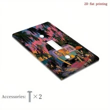 1pc Beach Camping Sunset Print Switch Panel Cover, Funny Home Decor Sticker For Bedroom, Kitchen, Wall - A - View 7