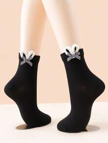 1/2/4 Pairs Women's Handmade Cute Rabbit Ear, Bowknot, Lolita Style Mid-Calf Socks - Multicolor - View 16