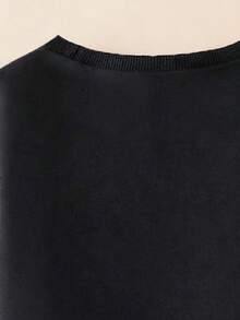 Baby Girl Number Print Round Neck Long Sleeve Top And Ribbon Bow Decor Skirt Set - Black - View 6