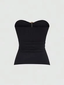 Top corto con pliegues tipo bandeau de moda casual para mujer - Multicolor 2 - Ver 8