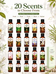 LZJV Bộ 20 loại tinh dầu nguyên chất, mỗi loại 30ml, thích hợp dùng cho máy tạo độ ẩm và máy khuếch tán tinh dầu, gồm các mùi hương: Oải hương, Hoa hồng, Bạc hà, Gỗ đàn hương, Dừa, Hoa anh đào, Tràm trà, Lô hội, Hương thảo, Vani, Khuynh diệp, Dầu thầu dầu, Cam ngọt, Chanh, Hoa nhài, Hoa dành dành, Quế, Cà phê, Dâu tây. Công dụng: Dưỡng ẩm da, chăm sóc da mặt và tóc, khử mùi phòng khách và phòng tắm, tuyệt vời cho máy khuếch tán tinh dầu, yoga, làm nến và xà phòng thủ công. - nhiều mùi hương - Xem 3