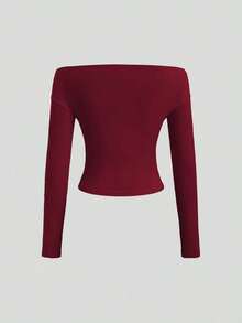 de 3 piezas Blusa corta de manga larga y hombros descubiertos para mujer, cómoda y amigable con la piel, ajuste ceñido - Multicolor 12 - Ver 5