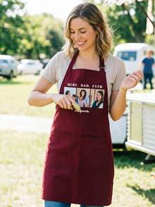 Delantal premium con bolsillos grandes - Tela de poliéster duradera, personalizable, lavable a máquina, perfecto para cocinar, asar a la parrilla, actividades al aire libre, delantal de cocina. - Multicolor - Ver 6