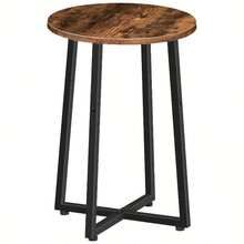 Small Round Side Table, Compact Bedside Table, Coffee Table Featuring A Metal Frame, Industrial-Style Round Sofa Tables For The Hallway In The Living Room, Durable, Rustic Brown End - Rustic Brown - View 4