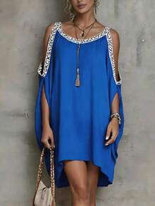 2026 Summer New Sleeveless Off-Shoulder Loose Super Stylish Halter Neck Dress - 軍綠色 - 查看 6