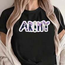 1 pcsBTS Camiseta Unisex "ARMY Estilo Collage de K-Pop" - Estampado de Grupo Musical, Ideal para Fans y Estilo Casual180g 100% Cotton - Negro - Ver 2