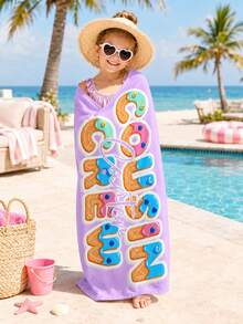 1pc Personalized Children's Beach Towel With Customizable Name, Perfect Summer Birthday Gift, Suitable For Various Summer Occasions. Beach Towel And Accessories, Ideal For Beach, Swimming Pool, Travel, Camping, Yoga And More. - Multicolor - View 5
