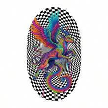 Camiseta Surrealista de Op Art Vibrante con Diseño de Alebrije Fundido Psicodélico - Negro - Ver 9