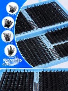 486/558 Cluster D-Roll Fluffy And Comfortable False Eyelash Set, Including Sunflower, Oblique Flying Single Cluster False Eyelashes, Suitable For Beginners Eyelash Tutorial, Thick And Dense DIY Segmented False Eyelashes, Including Glue, Sealer, Tweezers, Eyelash Brush, Magnifying Eye Makeup, Lightweight And Reusable - Multicolor - View 6