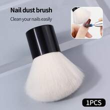 1 pieza Pincel portátil para polvo de uñas, diseño de mango corto de metal con cerdas suaves, limpieza rápida y fácil de polvo de uñas para principiantes y manicura de maquillaje, multiusos - Blanco - Ver 9
