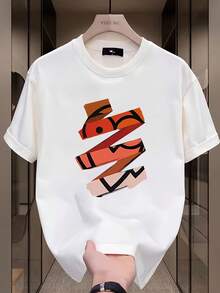 Nueva camiseta de manga corta para mujer de 180 g,% algodón - Camiseta casual versátil con estampado de verano para hombre - Camiseta con estampado de verano para parejas - Unisex - Regalo para vacaciones - Blanco - Ver 1